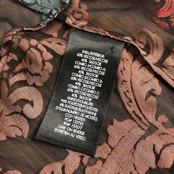 NWT Alice + Olivia Jeannie Show Me Love Tie Neck Silk Jacquard Velvet Blouse M - Picture 15 of 16